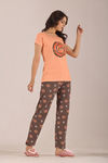 Sweet Moon Knit Cotton Pyjama Set - Brown Lightorange — thumbnail 3